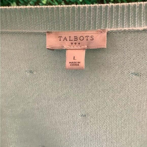🧵 Talbots Aqua Cardigan – Raised Polka Dot Texture, Long Sleeve – Size L - Picture 4 of 4